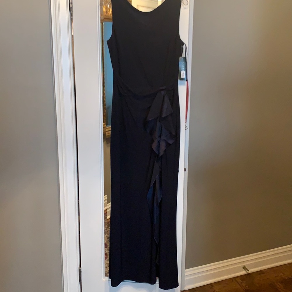 Navy boatneck gown